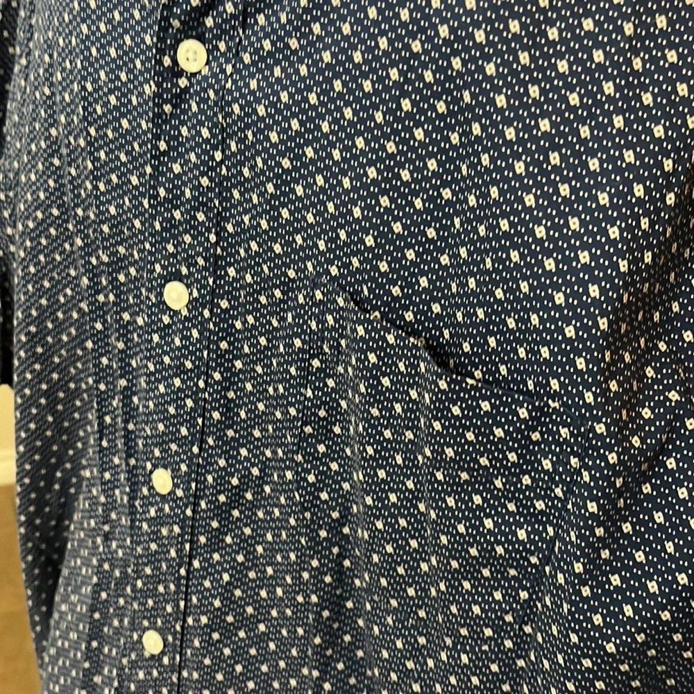 J.Crew navy blue small print shirt sleeve button down shirt Size XL